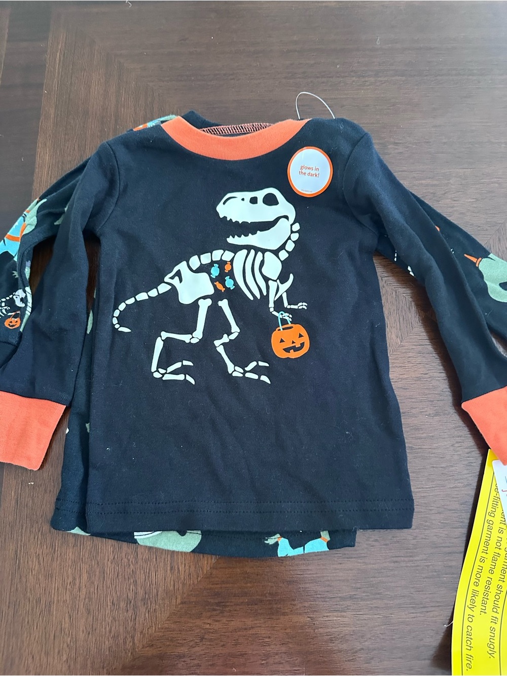 Halloween Carter's Orange and Black Striped Pajama Bottoms Dinos